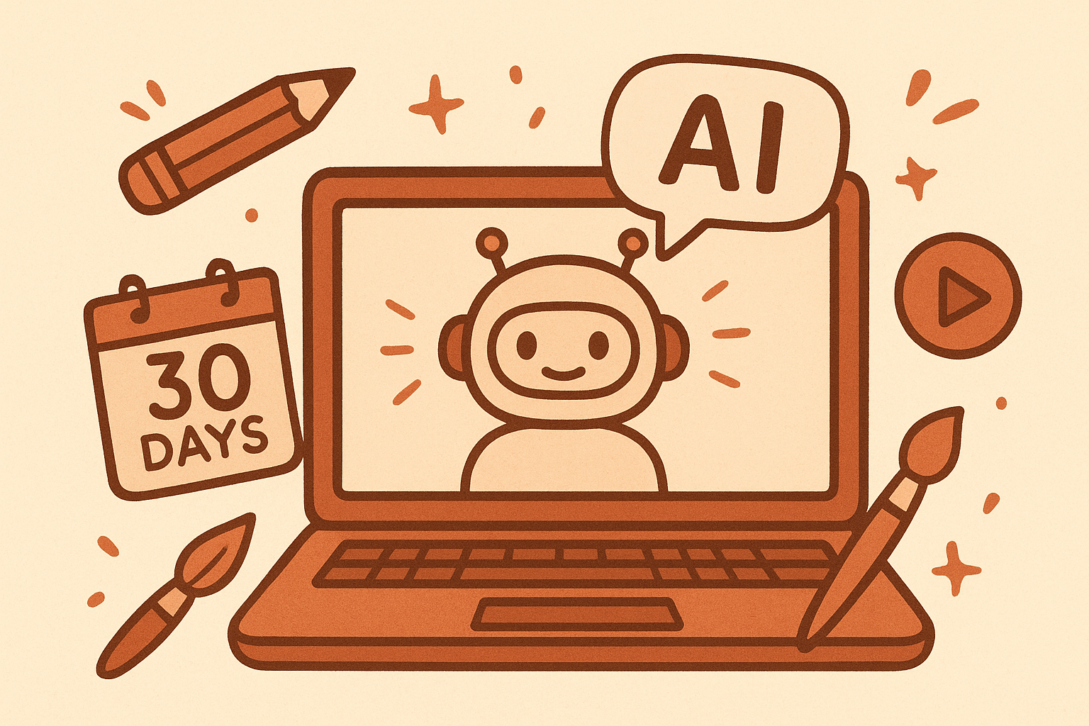 Learn AI from zero for free in 30 days roadmap illustration